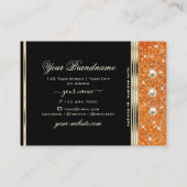 Elegante Black Gold Orange Sparkle Glitzer Visitenkarte (Rückseite)
