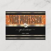 Elegante Black Gold Orange Sparkle Glitzer Visitenkarte (Vorderseite)