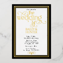 Elegante Black Gold OrnateTypografy Wedding