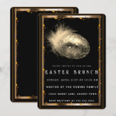 Elegante Black-Gold Ostereier Einladung (Vorne/Hinten)