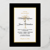 Elegante Black Gold Palm Tree Beach Hochzeit Folieneinladung (Vorderseite)