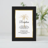 Elegante Black Gold Palm Tree Hochzeitsempfehlung Begleitkarte (Stehend Vorderseite)