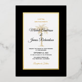 Elegante Black Gold Palm Tree Tropische Hochzeit Folieneinladung (Vorderseite)