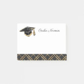 Elegante Black & Gold Personalisiert Graduation Ca Post-it Klebezettel (Vorderseite)