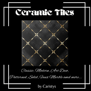 Elegante Black & Gold Plätze Fliese