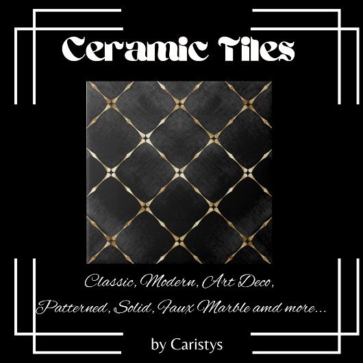 Elegante Black & Gold Plätze Fliese