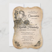 Elegante Black Gold Princess Quinceanera Geburtsta Einladung (Vorderseite)