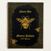 Elegante Black Gold Queen Bee Beehive Planer (Vorderseite)