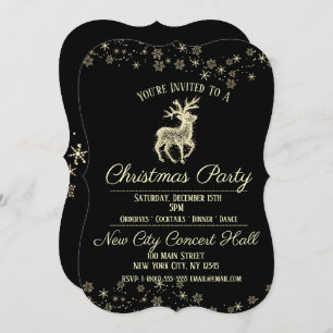 Elegante Black & Gold Rentier-Party Einladung