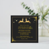 Elegante Black Gold Rentier Winter Wedding Einladung (Stehend Vorderseite)