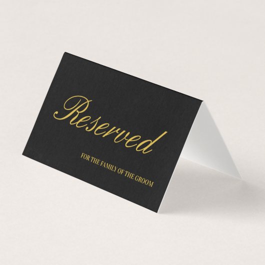 Elegante Black & Gold Reservierte Hochzeitskarte (Vorderseite)