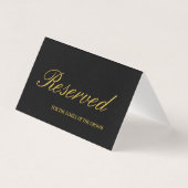 Elegante Black & Gold Reservierte Hochzeitskarte (Rückseite)