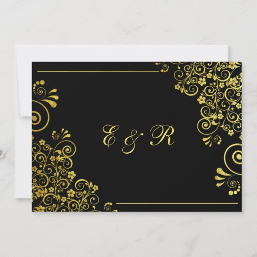 Elegante Black Gold Save the Date Hochzeit (Rückseite)