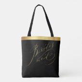Elegante Black Gold Script Bridesmaid Tote Bag Tasche (Rückseite)