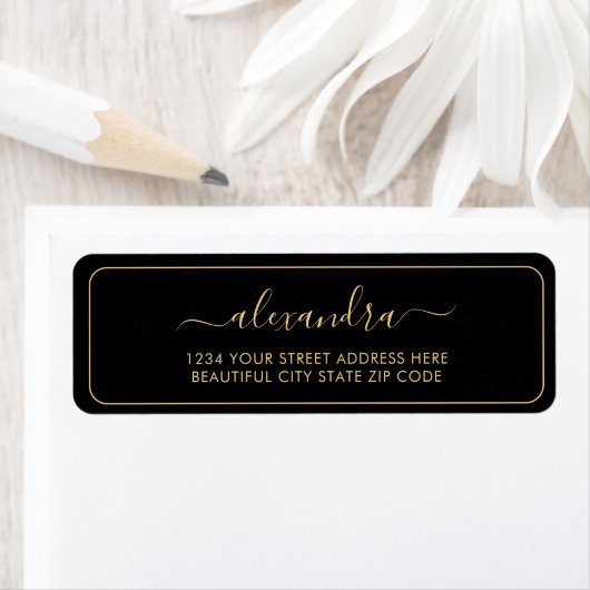 Elegante Black-Gold-Script-Hochzeitsskripte-Rückse (Insitu)