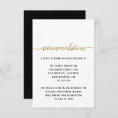 Elegante Black Gold Script Hochzeitsunterkünfte Begleitkarte (Vorne/Hinten)