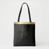 Elegante Black Gold Script Mutter der Bride Tasche (Vorderseite)