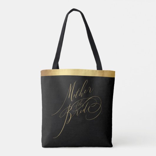 Elegante Black Gold Script Mutter der Bride Tasche (Rückseite)