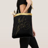 Elegante Black Gold Script Mutter der Bride Tasche (Von Nahem)