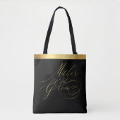 Elegante Black Gold Script Mutter des Grooms Tasche (Vorderseite)