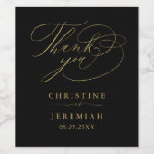 Elegante Black Gold Script Namen Hochzeit Vielen D Weinetikett (Einzelnes Label)