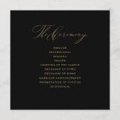 Elegante Black-Gold-Script-Typografie-Hochzeit Programm (Rückseite)