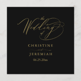 Elegante Black-Gold-Script-Typografie-Hochzeit Programm