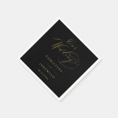 Elegante Black-Gold-Script-Typografie-Hochzeit Serviette (Ecke)