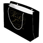Elegante Black Gold Script Wedding Vielen Dank Große Geschenktüte (Rückseite Schrägansicht)