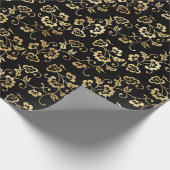 Elegante Black Gold Shimmer Blumengebirge Blume Ge Geschenkpapier (Ecke)