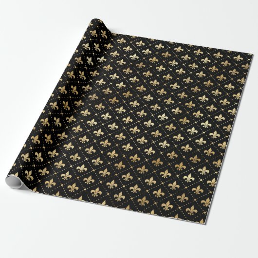 Elegante Black Gold Shimmer Lilie Birthday Geschenkpapier (Ungerollt)
