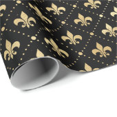 Elegante Black Gold Shimmer Lilie Birthday Geschenkpapier (Rolleneckpunkt)