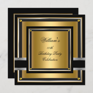 Elegante Black Gold Silver Geburtstagsparty Mans Einladung