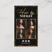 Elegante Black Gold Sparkle Foto Visitenkarte (Rückseite)