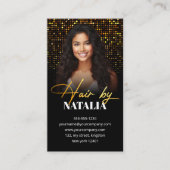 Elegante Black Gold Sparkle Foto Visitenkarte (Vorderseite)