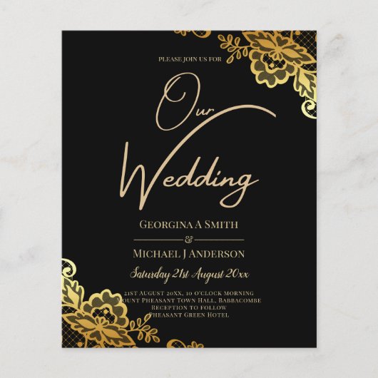 Elegante Black Gold Spitzen Moderne Hochzeit (Vorderseite)