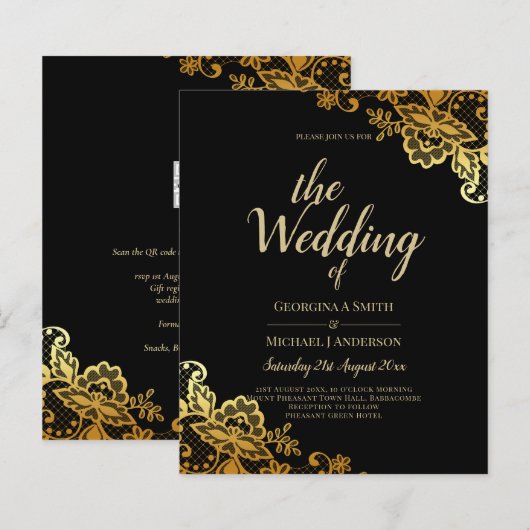 Elegante Black Gold Spitzen Moderne Hochzeit (Vorne/Hinten)