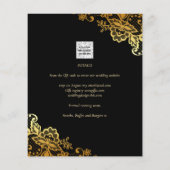 Elegante Black Gold Spitzen Moderne Hochzeit Flyer (Hinten)