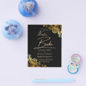 Elegante Black Gold Spitzen Moderne Hochzeit Flyer (Einzeln)