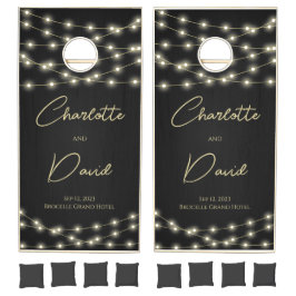 Elegante Black Gold String Lights Hochzeit