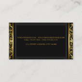 Elegante Black & Gold Swirl Business Card Visitenkarte (Rückseite)