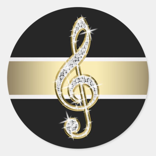 Elegante Black Gold Treble Clef Stickers (Vorderseite)