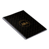 Elegante Black Gold Trellis Monogram Spiral Notizblock (Rechte Seite)