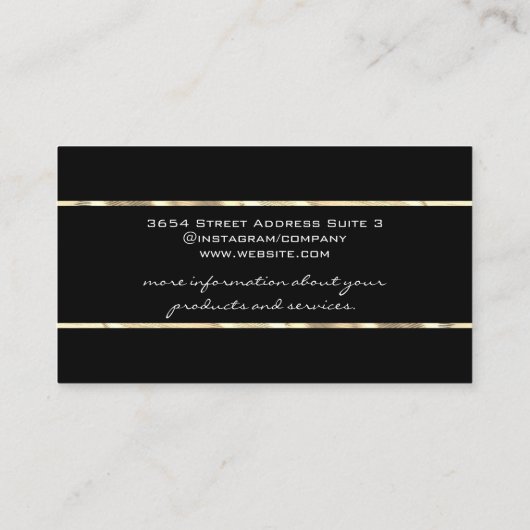 Elegante Black Gold Trim Visitenkarte (Rückseite)
