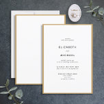 Elegante Black & Gold Typografie Einladung zur Hoc<br><div class="desc">Eine wunderschöne typografische Hochzeitseinladung für einen Sommer oder eine Hochzeit im Herbst! Dieses schöne, elegante Design besticht durch einen goldenen Rand, der eine weiße Einladung umgibt, mit moderner schwarzer Typografie. Ein einfaches, minimalistisches Design. Vielen Dank für die Unterstützung unseres kleinen Unternehmens, wir wissen es wirklich zu schätzen! Wir freuen uns...</div>