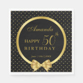 Elegante Black & Gold Überraschung Geburtstagspart Serviette (Vorderseite)