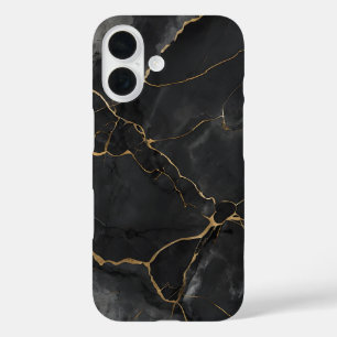 Elegante Black Gold Veins Marble Phone Case