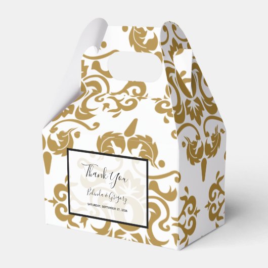 Elegante Black Gold Vintage Hochzeit Geschenkschachtel (Vorderseite)