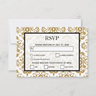 Elegante Black Gold Vintage Wedding RSVP Cards Karte