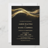 Elegante Black Gold Wedding Einladung (Vorderseite)